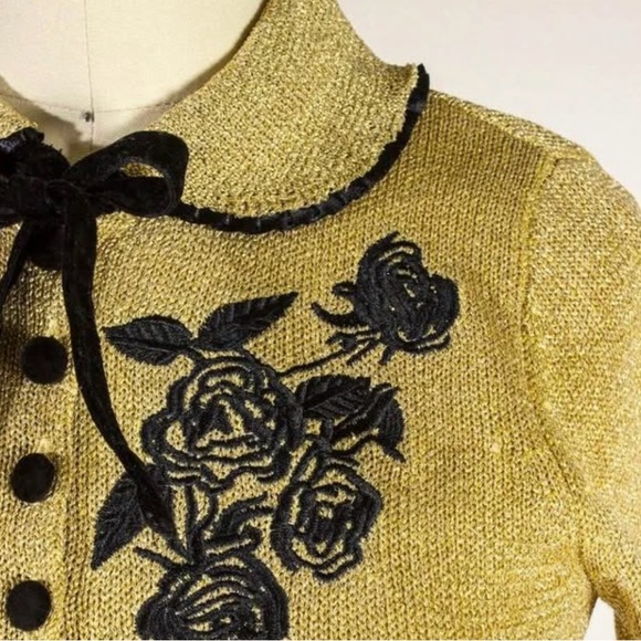 Dita Von Teese Rare Limited Edition Cardigan Sweater Gold & Black Pin-Up US-4 XS - Picture 4 of 5